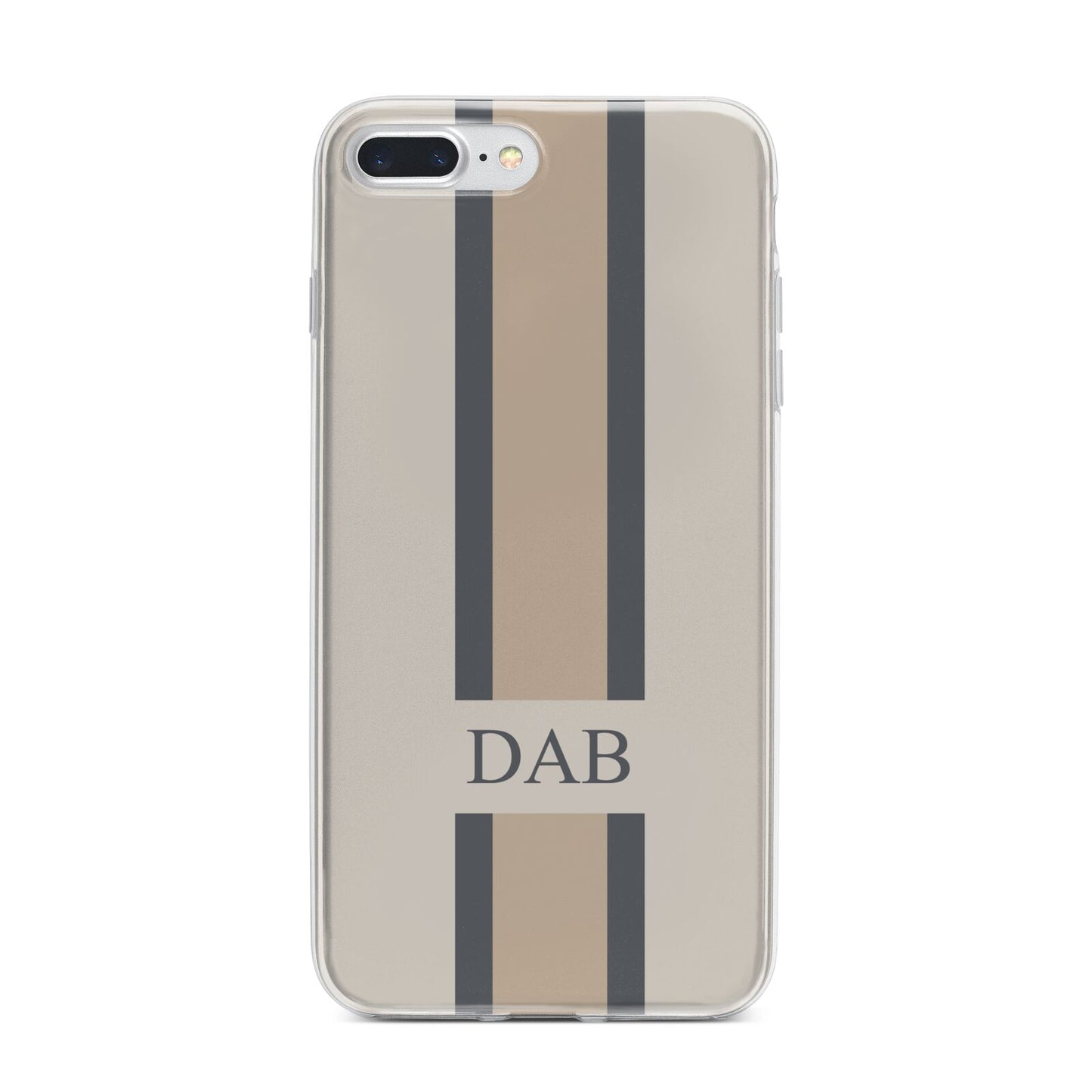 Personalised Three Stripes iPhone 7 Plus Bumper Case on Silver iPhone