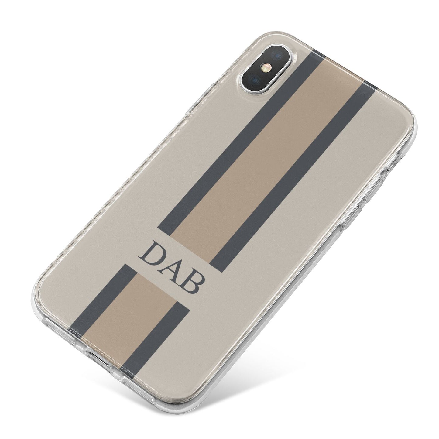 Personalised Three Stripes iPhone X Bumper Case on Silver iPhone