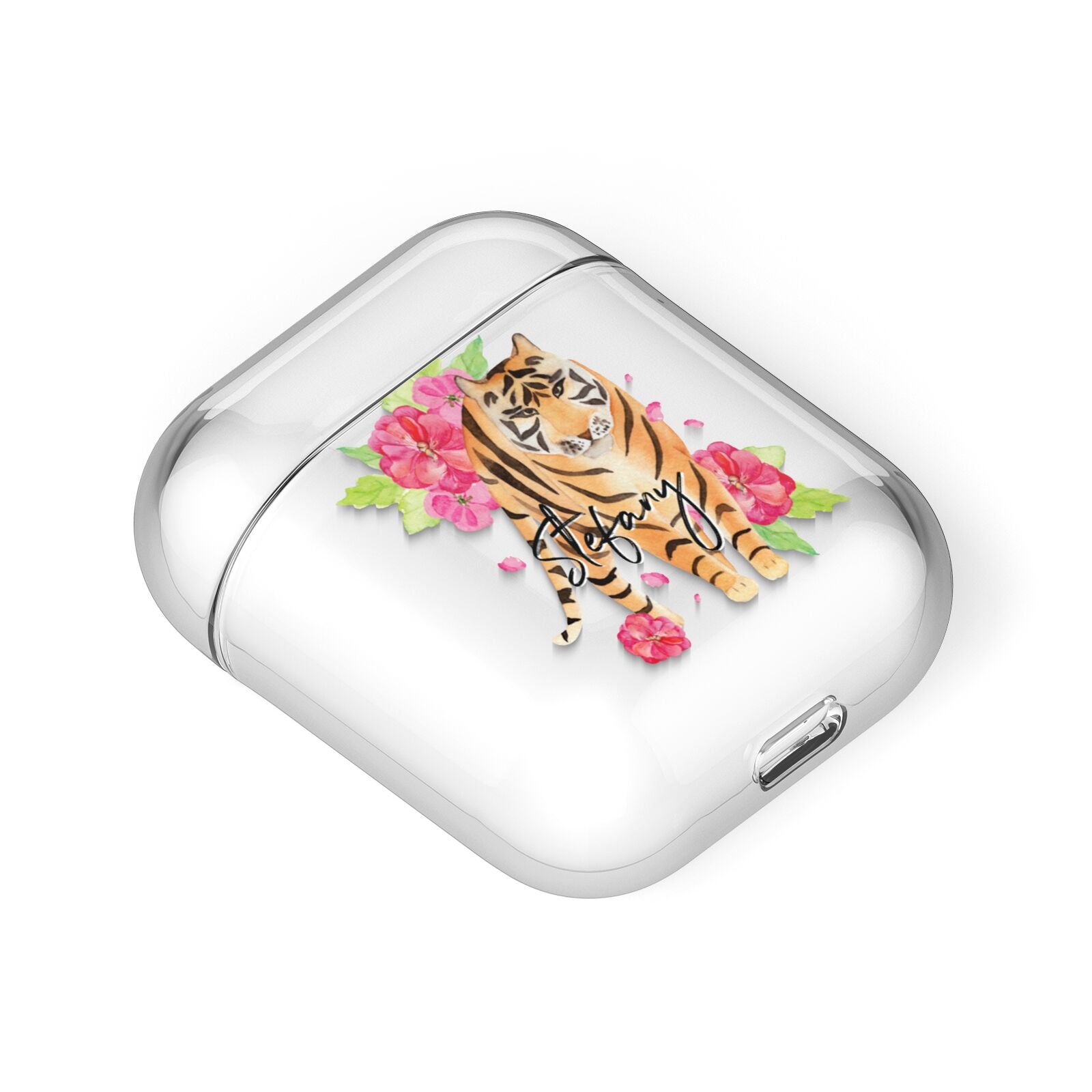 Personalised Tiger AirPods Case Laid Flat