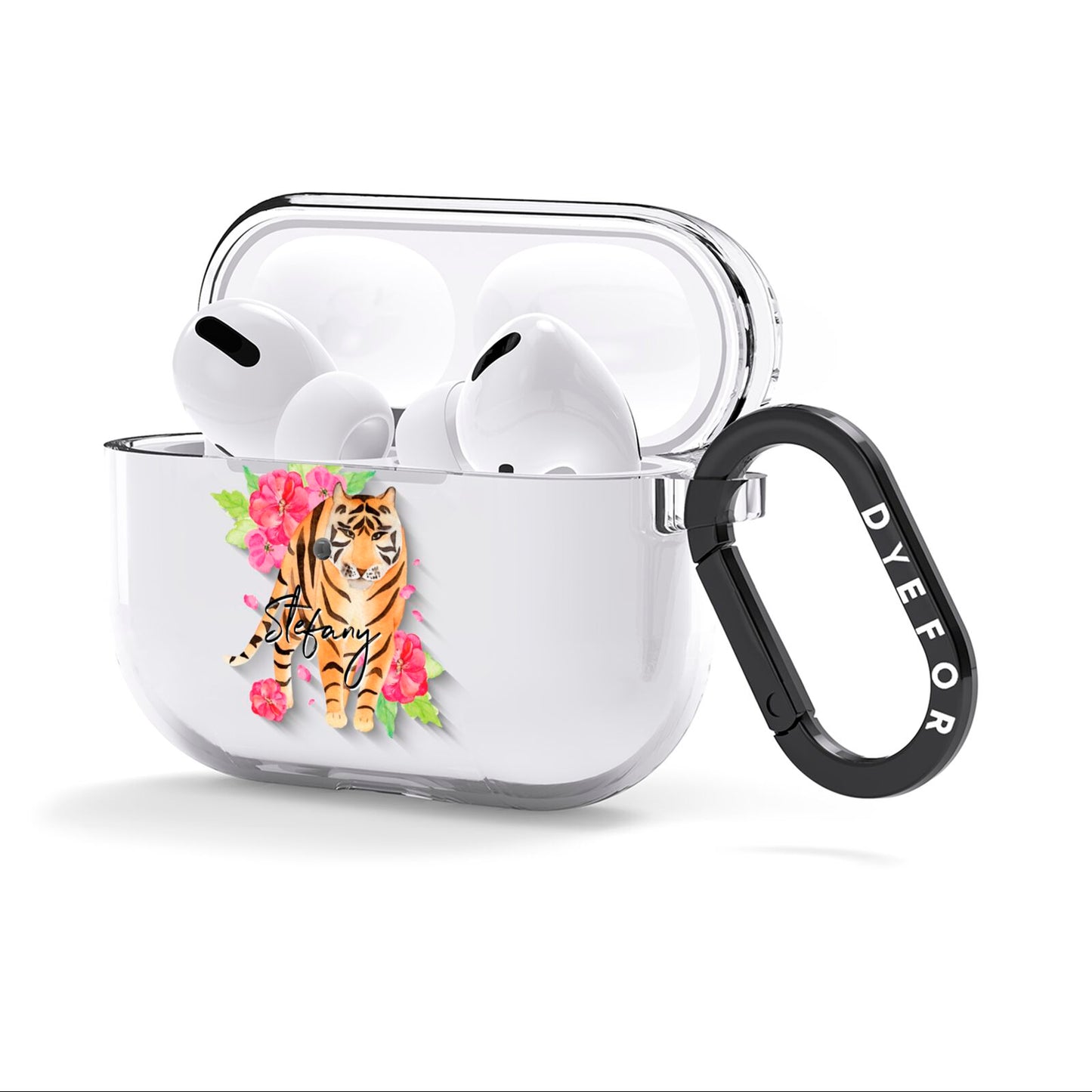 Personalised Tiger AirPods Clear Case 3rd Gen Side Image