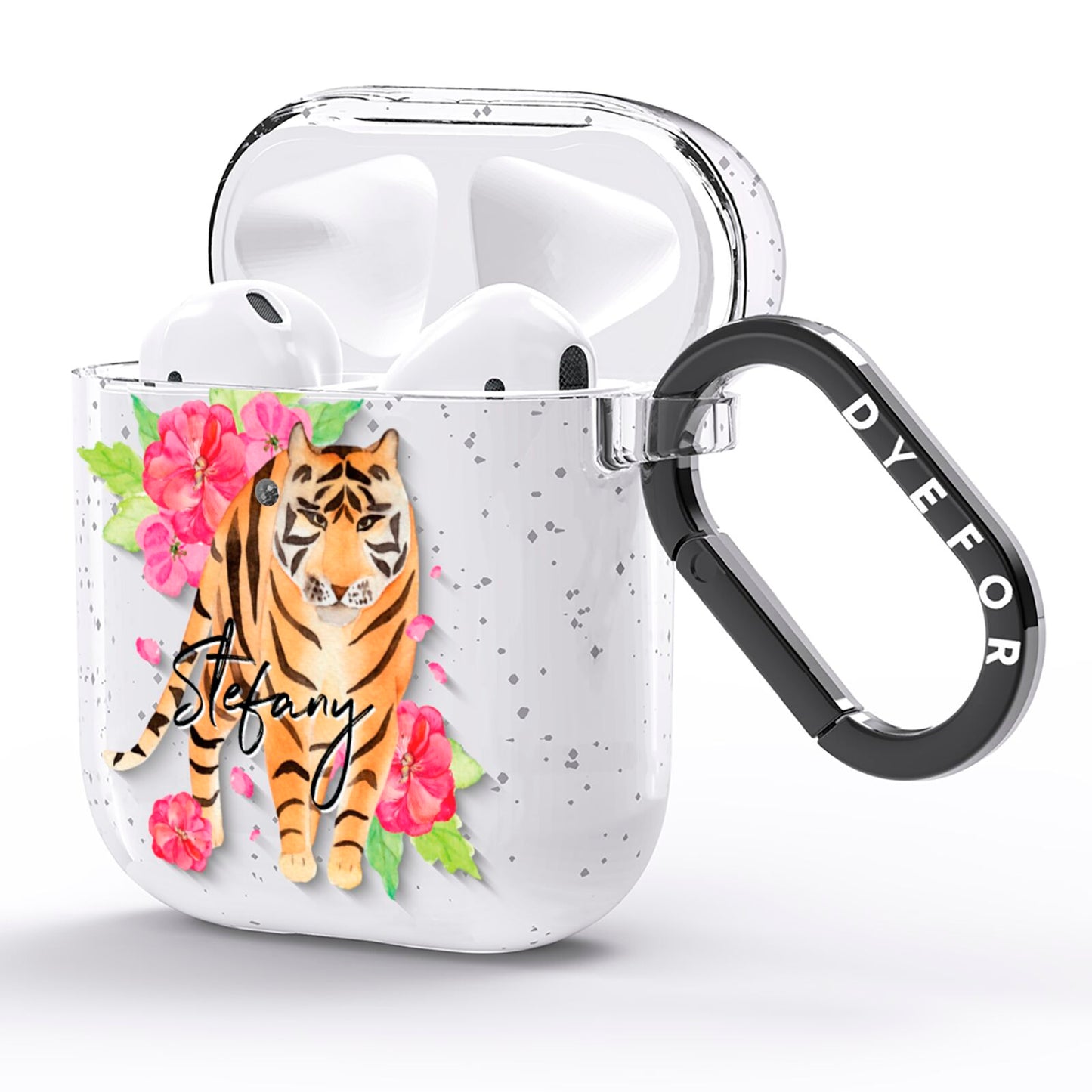 Personalised Tiger AirPods Glitter Case Side Image