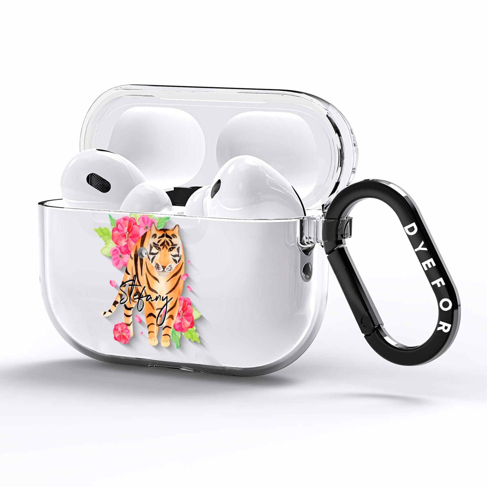 Personalised Tiger AirPods Pro Clear Case Side Image