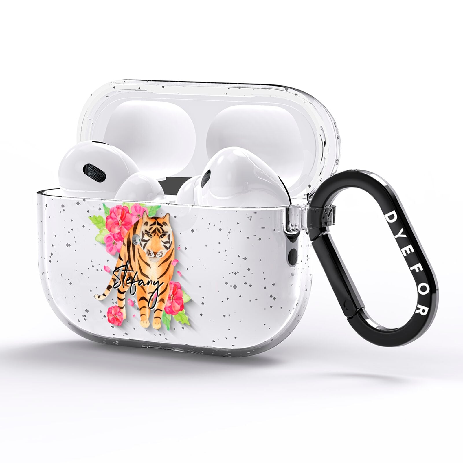 Personalised Tiger AirPods Pro Glitter Case Side Image