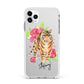 Personalised Tiger Apple iPhone 11 Pro Max in Silver with White Impact Case