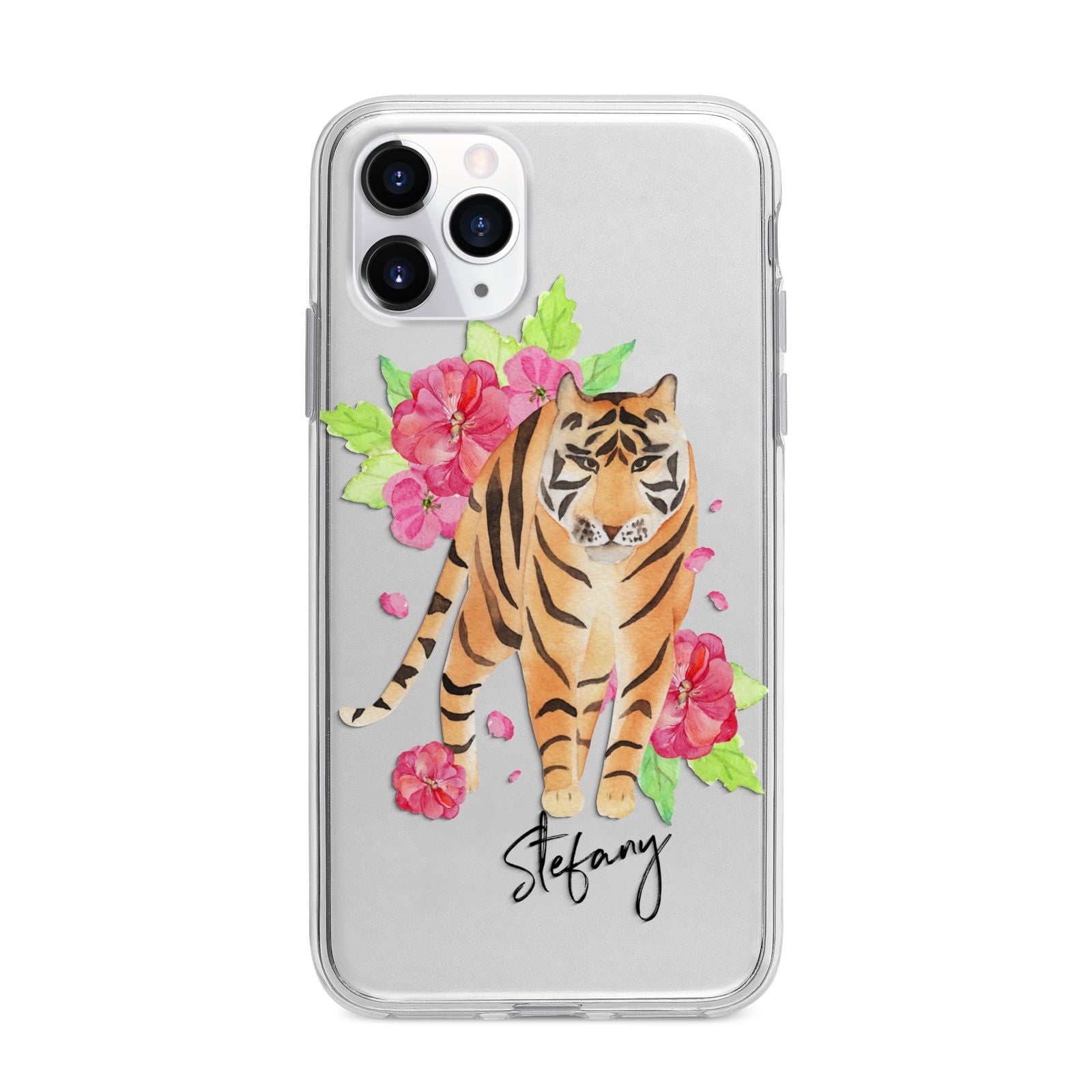 Personalised Tiger Apple iPhone 11 Pro in Silver with Bumper Case