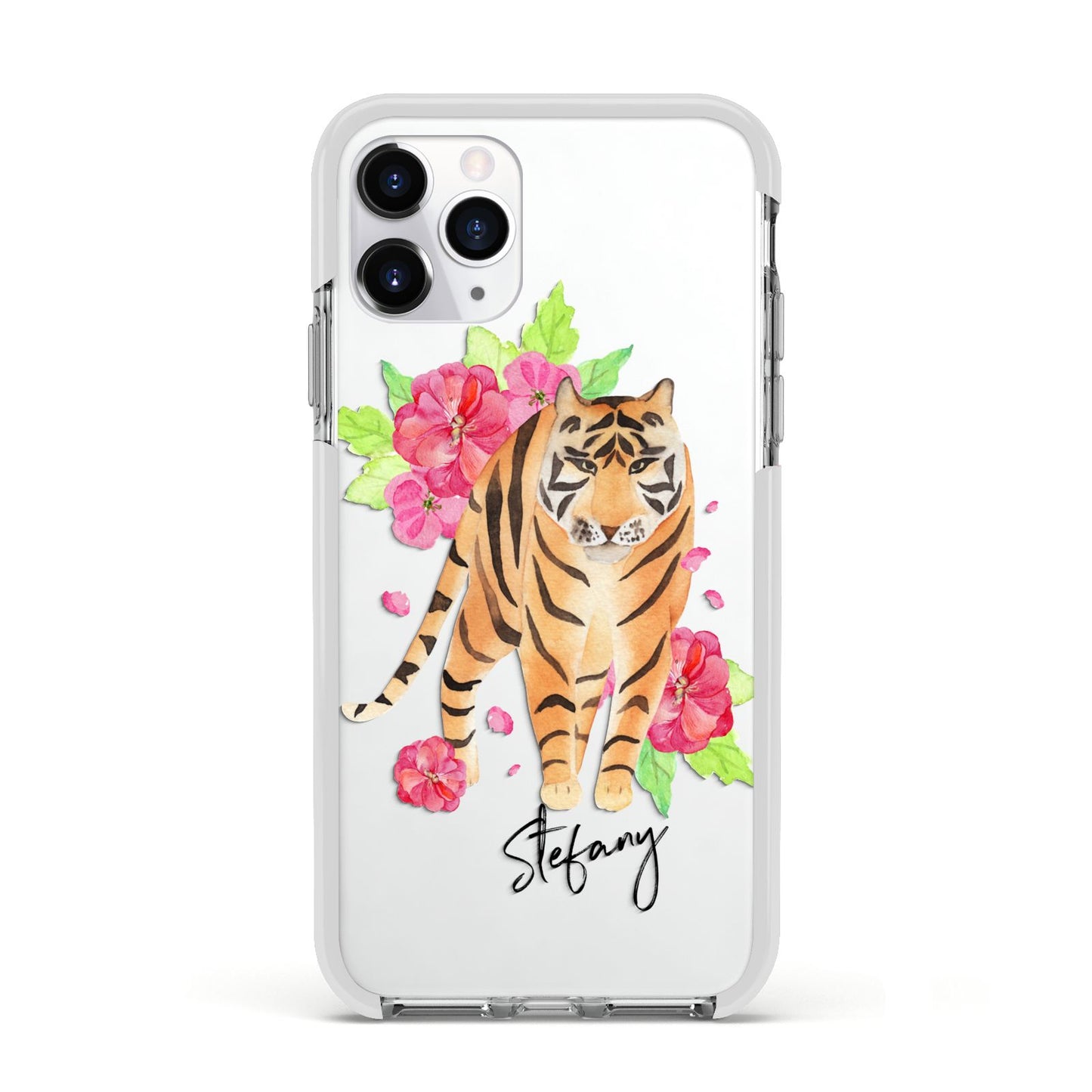 Personalised Tiger Apple iPhone 11 Pro in Silver with White Impact Case