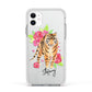 Personalised Tiger Apple iPhone 11 in White with White Impact Case