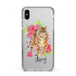 Personalised Tiger Apple iPhone Xs Max Impact Case Black Edge on Silver Phone