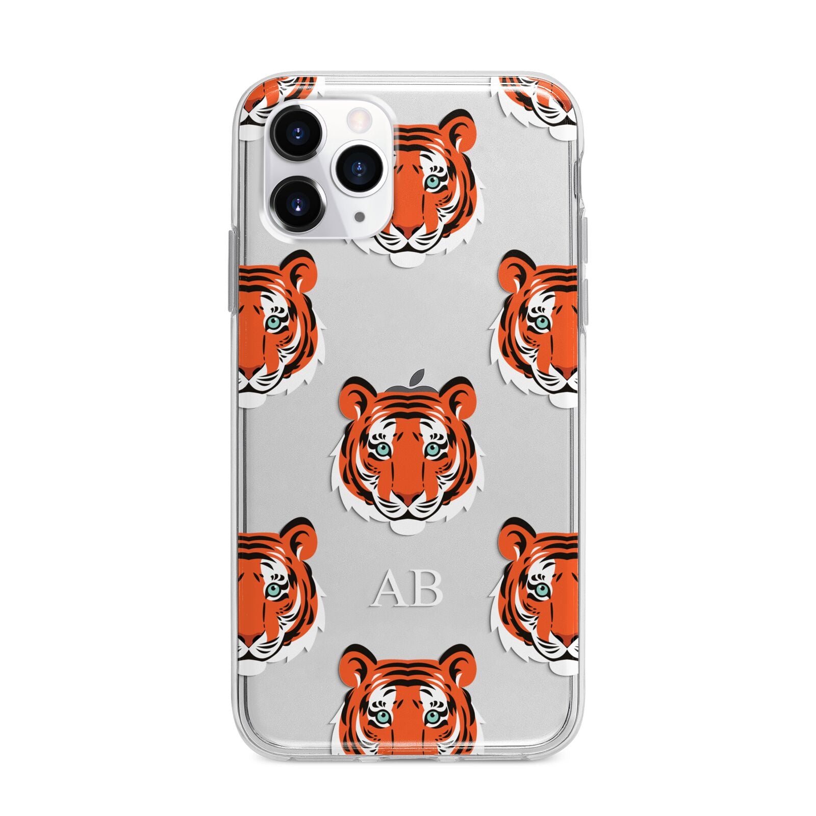 Personalised Tiger Head Apple iPhone 11 Pro Max in Silver with Bumper Case
