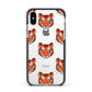 Personalised Tiger Head Apple iPhone Xs Impact Case Black Edge on Silver Phone