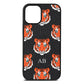 Personalised Tiger Head Black Pebble Leather iPhone 12 Mini Case