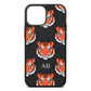 Personalised Tiger Head Black Pebble Leather iPhone 13 Mini Case
