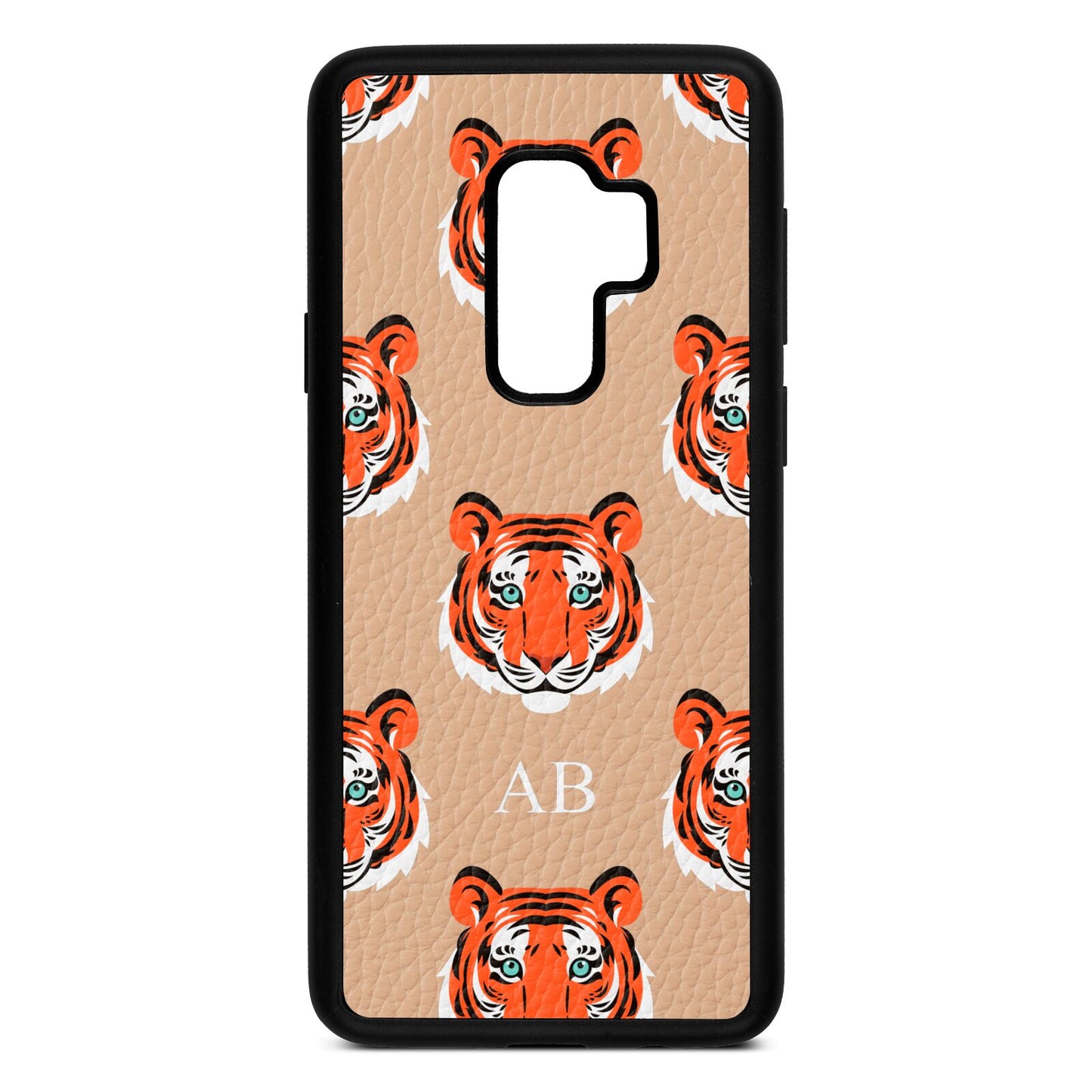 Personalised Tiger Head Nude Pebble Leather Samsung S9 Plus Case