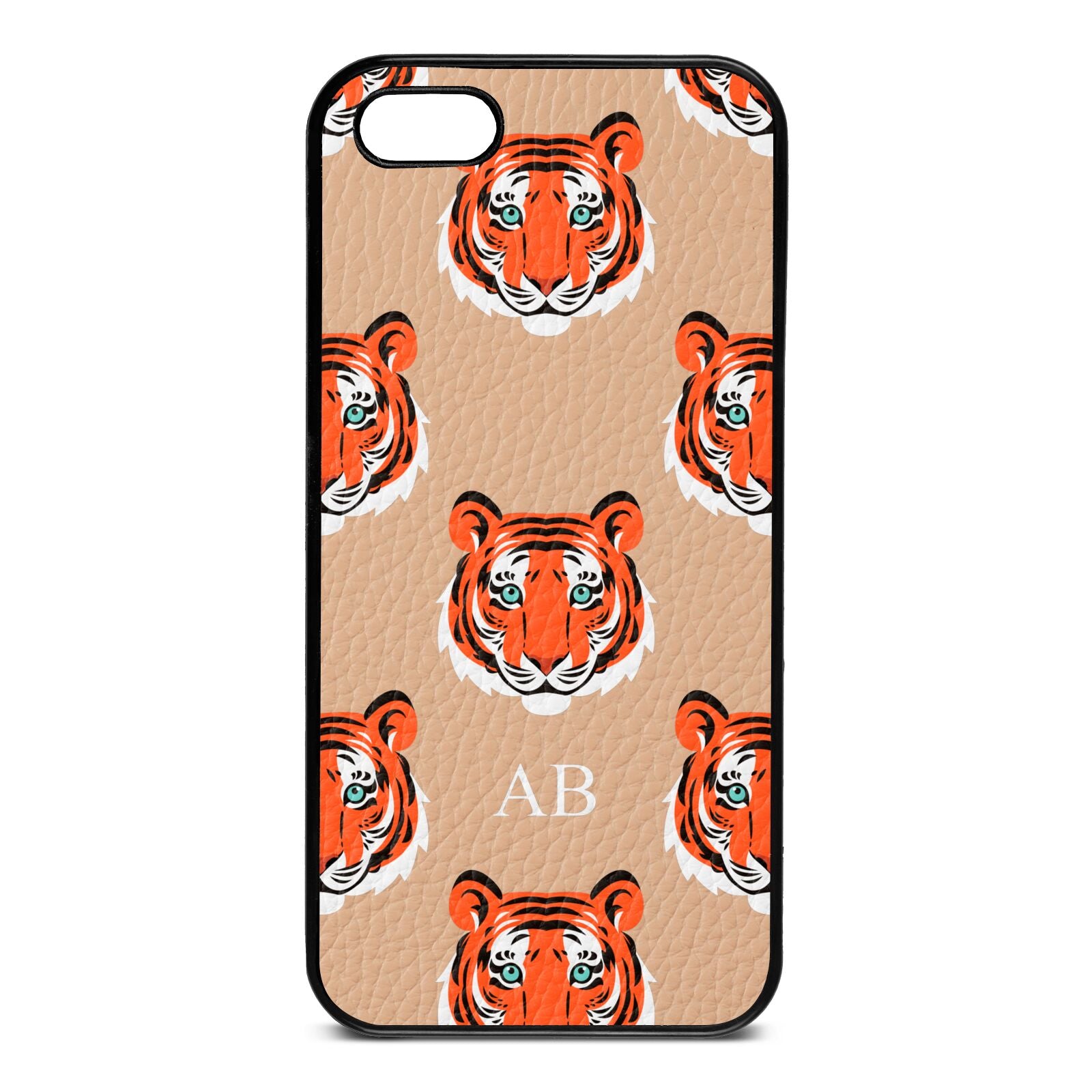 Personalised Tiger Head Nude Pebble Leather iPhone 5 Case