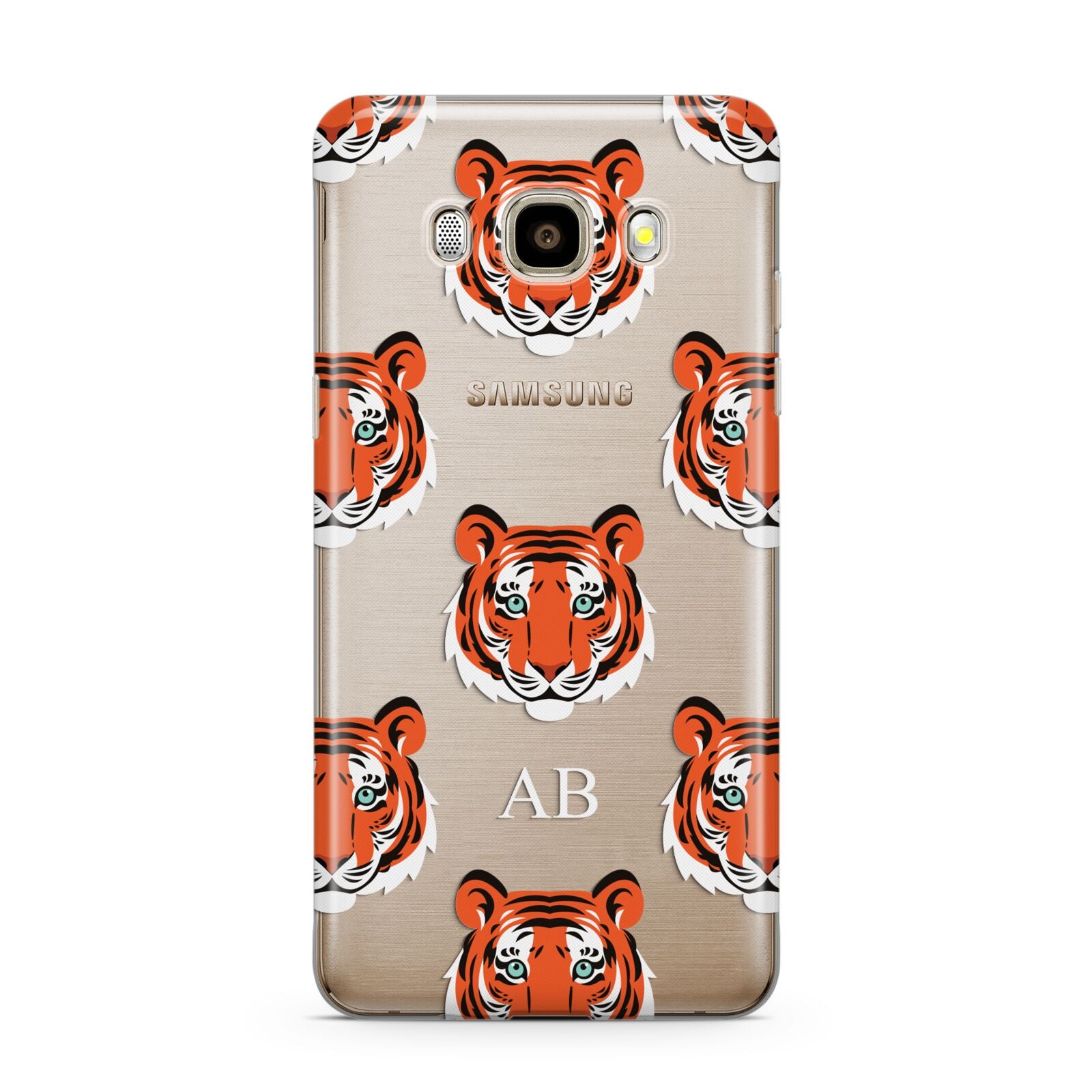 Personalised Tiger Head Samsung Galaxy J7 2016 Case on gold phone