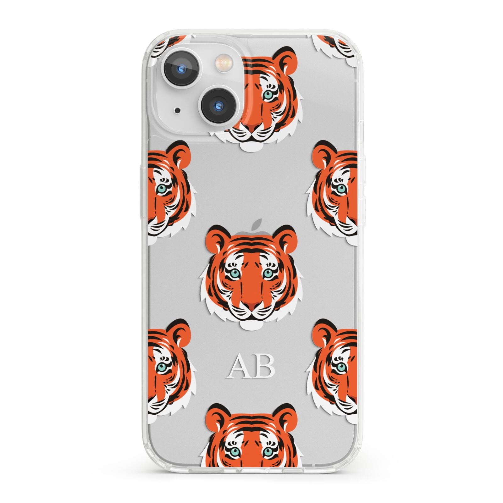 Personalised Tiger Head iPhone 13 Clear Bumper Case