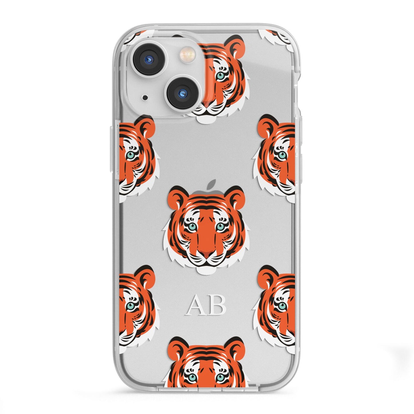Personalised Tiger Head iPhone 13 Mini TPU Impact Case with White Edges