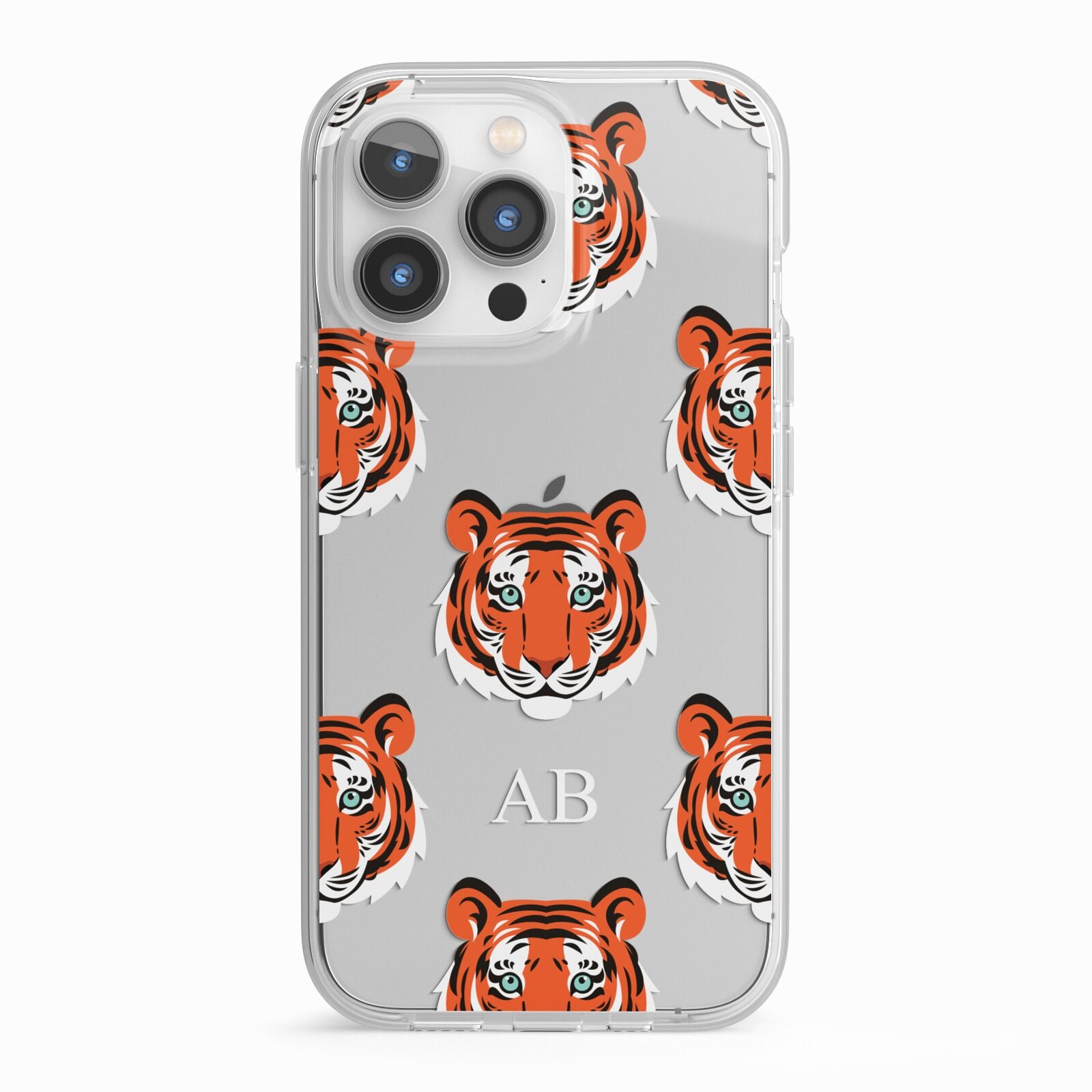 Personalised Tiger Head iPhone 13 Pro TPU Impact Case with White Edges