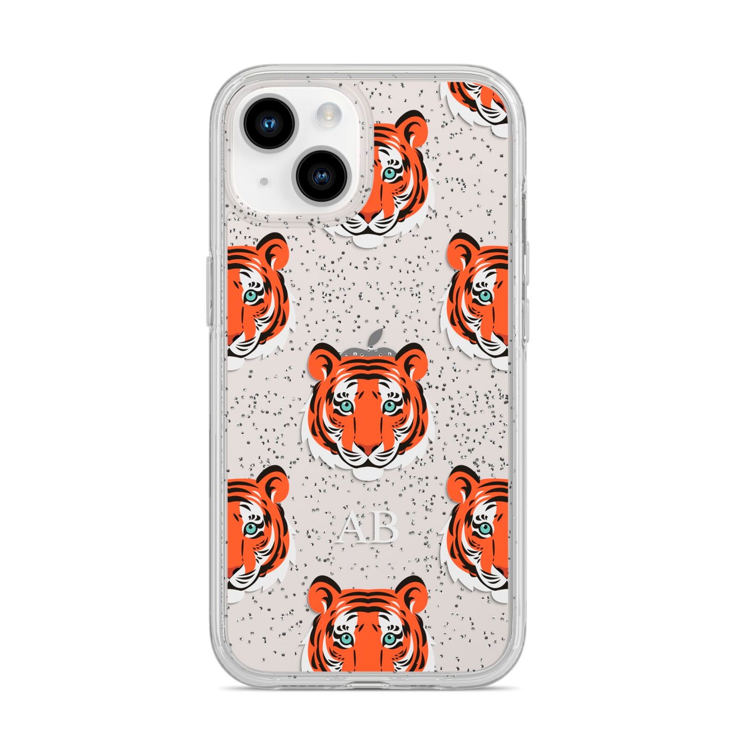 Personalised Tiger Head iPhone 14 Glitter Tough Case Starlight