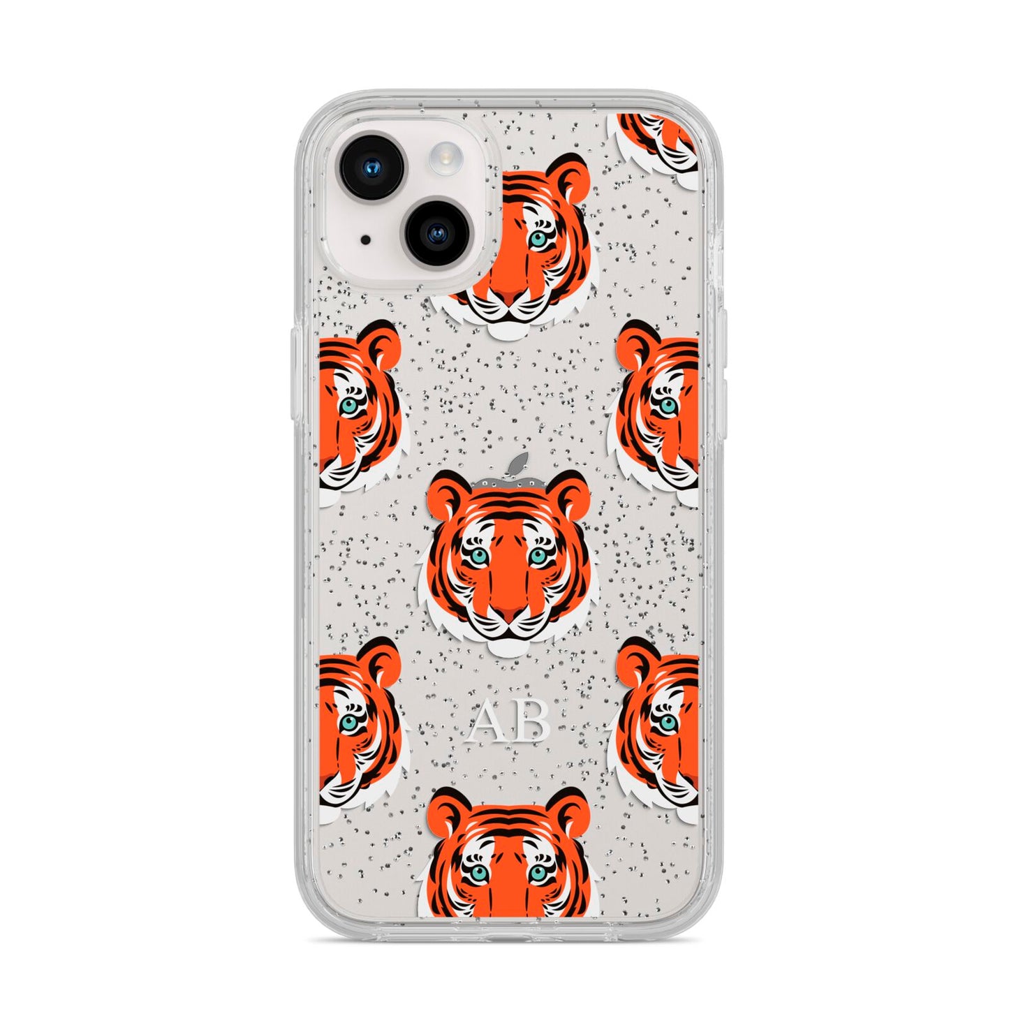 Personalised Tiger Head iPhone 14 Plus Glitter Tough Case Starlight