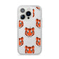 Personalised Tiger Head iPhone 14 Pro Clear Tough Case Silver