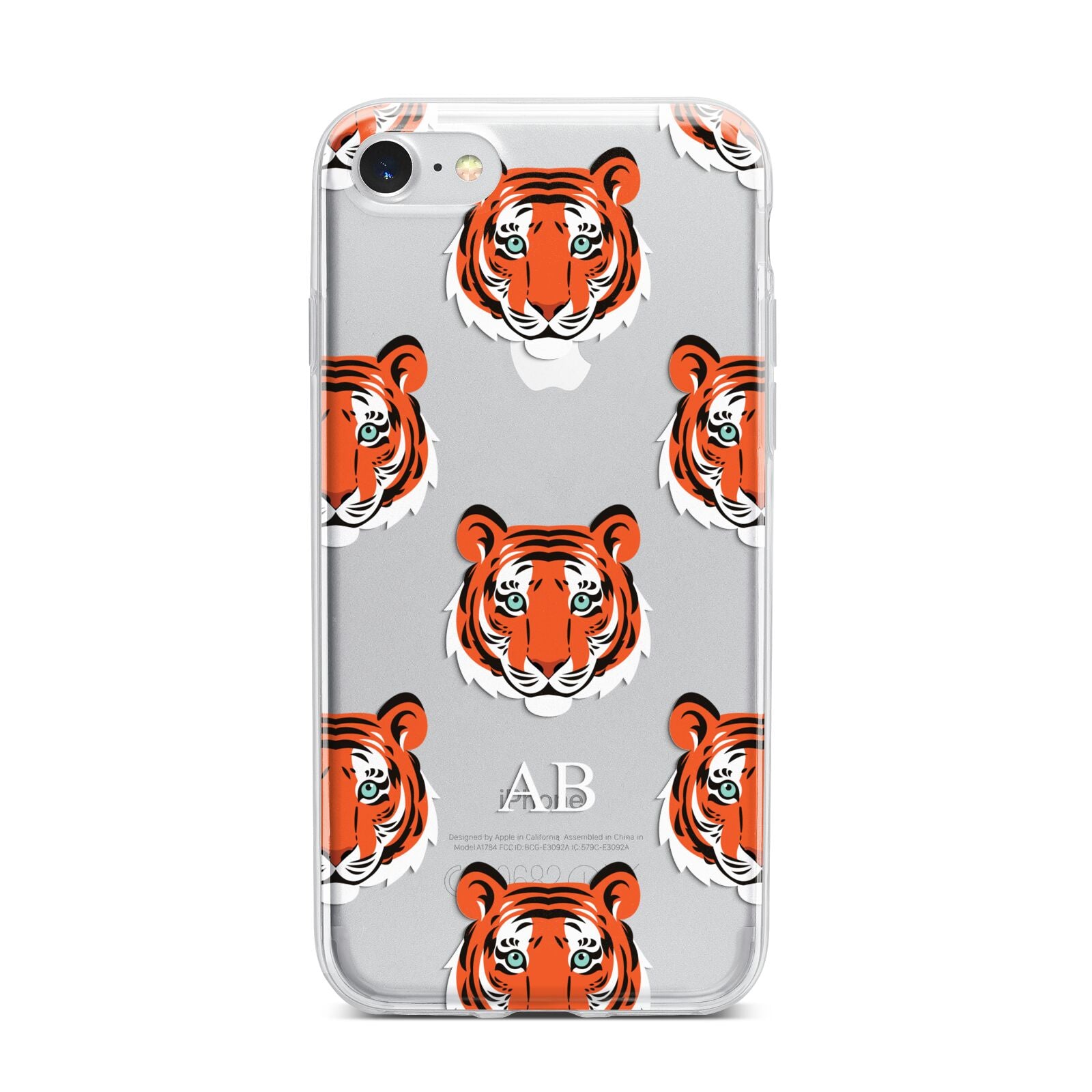 Personalised Tiger Head iPhone 7 Bumper Case on Silver iPhone