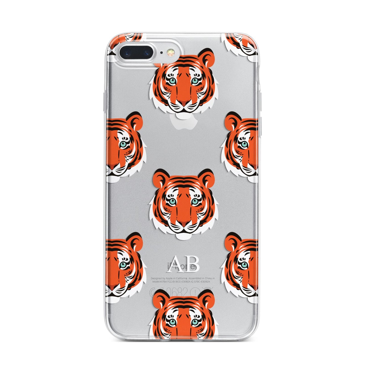 Personalised Tiger Head iPhone 7 Plus Bumper Case on Silver iPhone