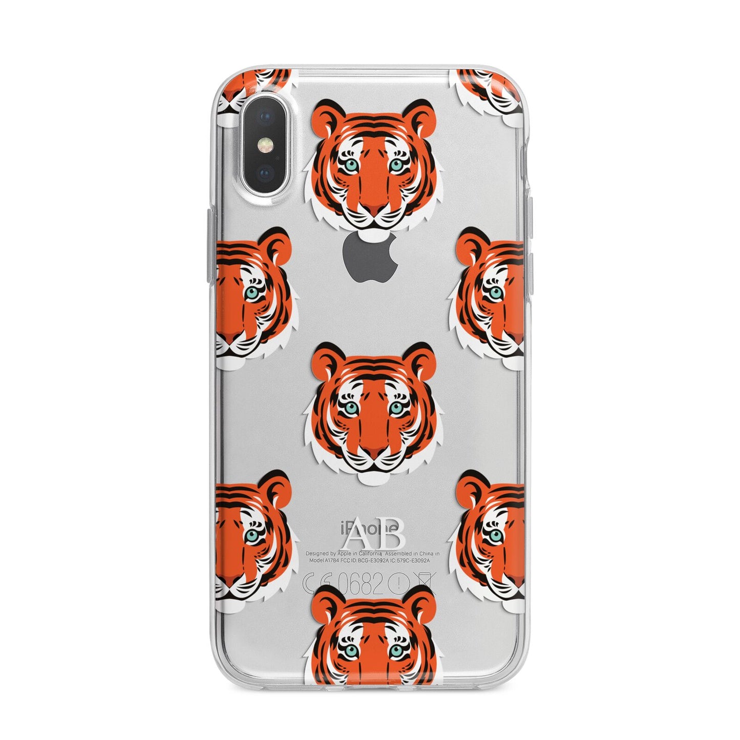 Personalised Tiger Head iPhone X Bumper Case on Silver iPhone Alternative Image 1