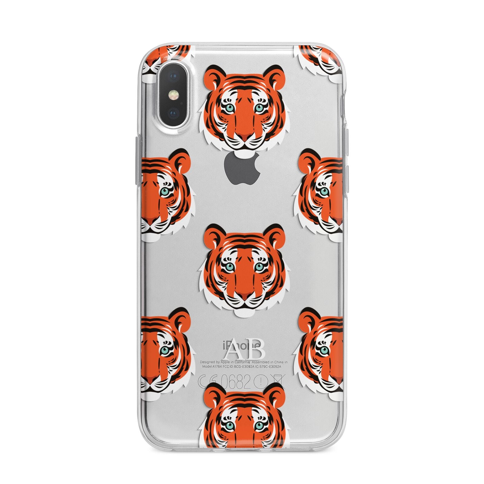 Personalised Tiger Head iPhone X Bumper Case on Silver iPhone Alternative Image 1