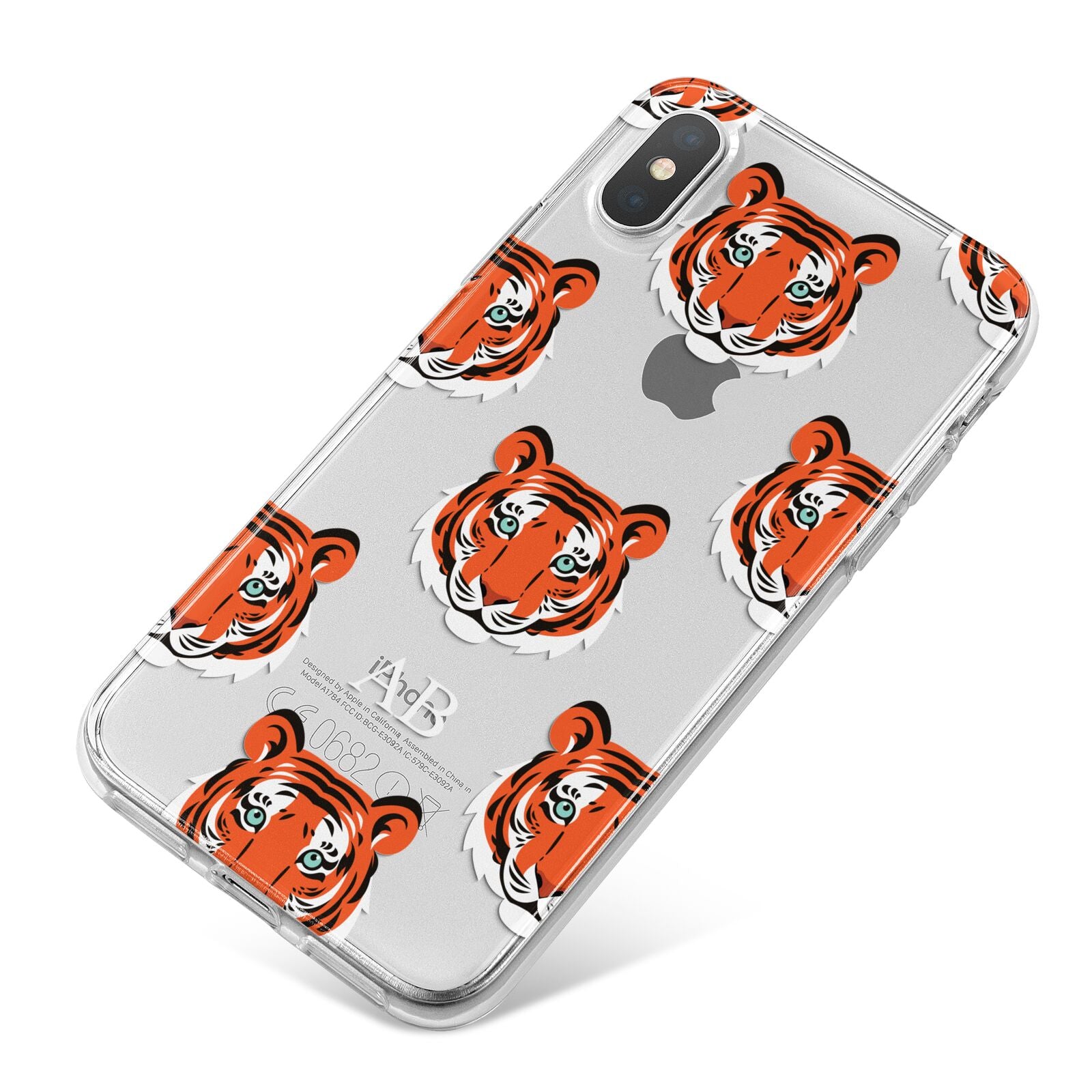Personalised Tiger Head iPhone X Bumper Case on Silver iPhone