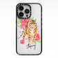 Personalised Tiger iPhone 13 Pro Black Impact Case on Silver phone