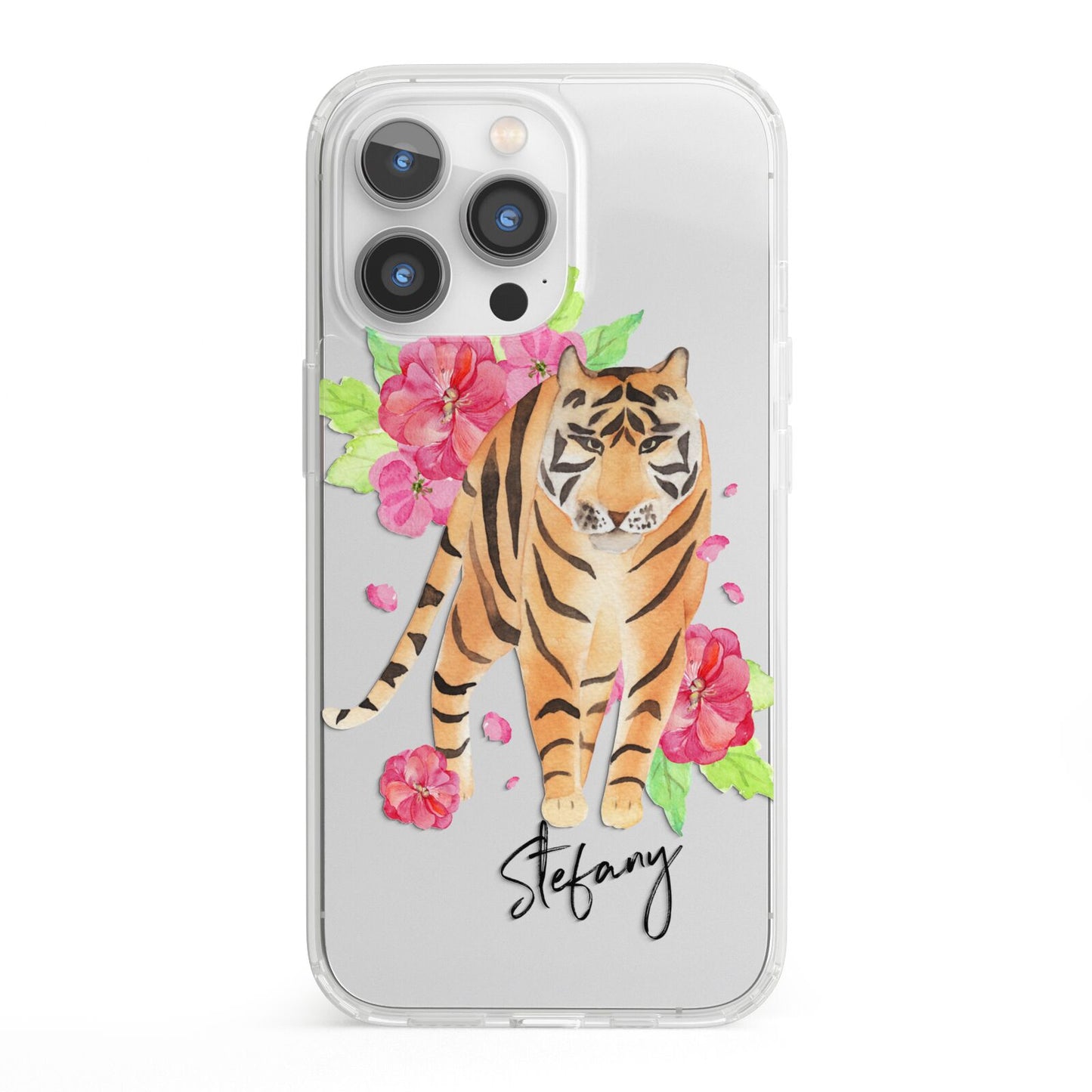 Personalised Tiger iPhone 13 Pro Clear Bumper Case