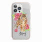 Personalised Tiger iPhone 13 Pro TPU Impact Case with Pink Edges