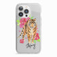 Personalised Tiger iPhone 13 Pro TPU Impact Case with White Edges