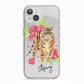 Personalised Tiger iPhone 13 TPU Impact Case with Pink Edges