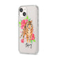 Personalised Tiger iPhone 14 Clear Tough Case Starlight Angled Image