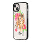 Personalised Tiger iPhone 14 Plus Black Impact Case Side Angle on Silver phone