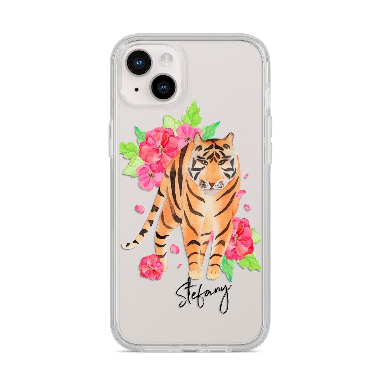 Personalised Tiger iPhone 14 Plus Clear Tough Case Starlight