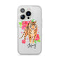 Personalised Tiger iPhone 14 Pro Clear Tough Case Silver