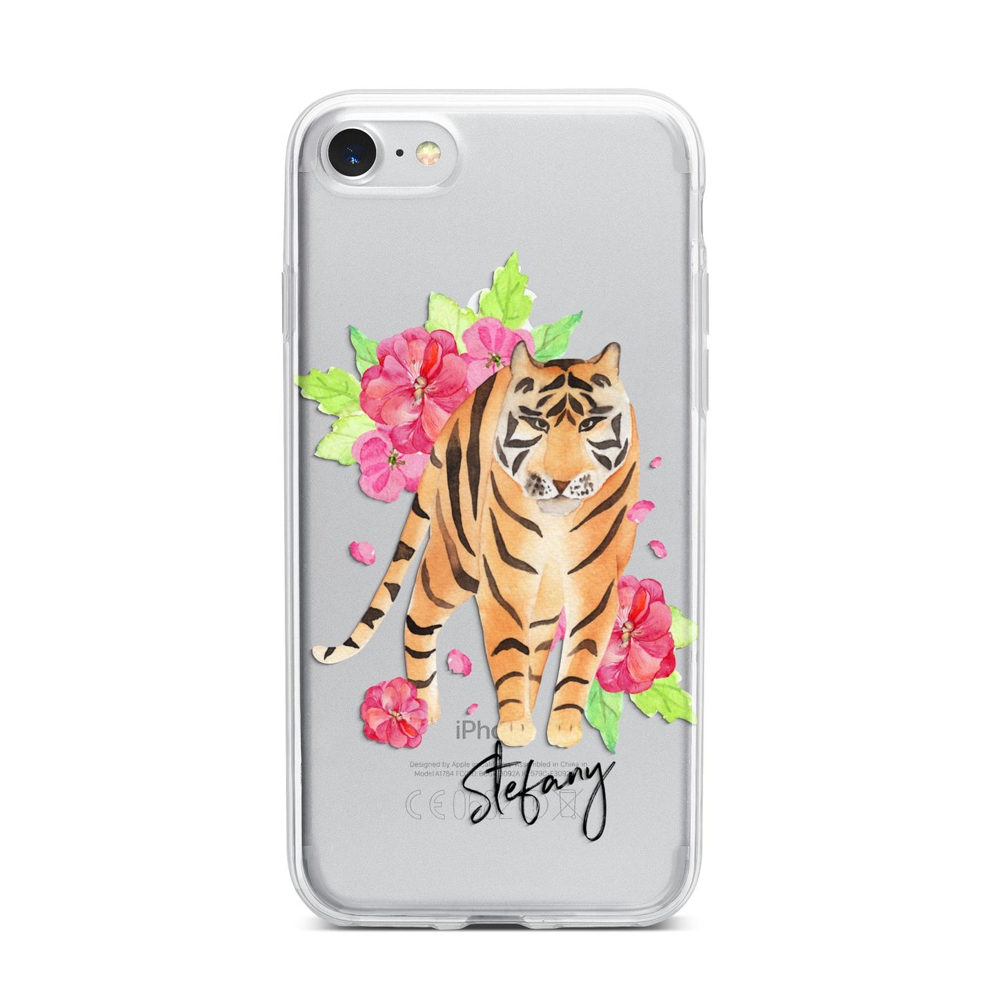 Personalised Tiger iPhone 7 Bumper Case on Silver iPhone