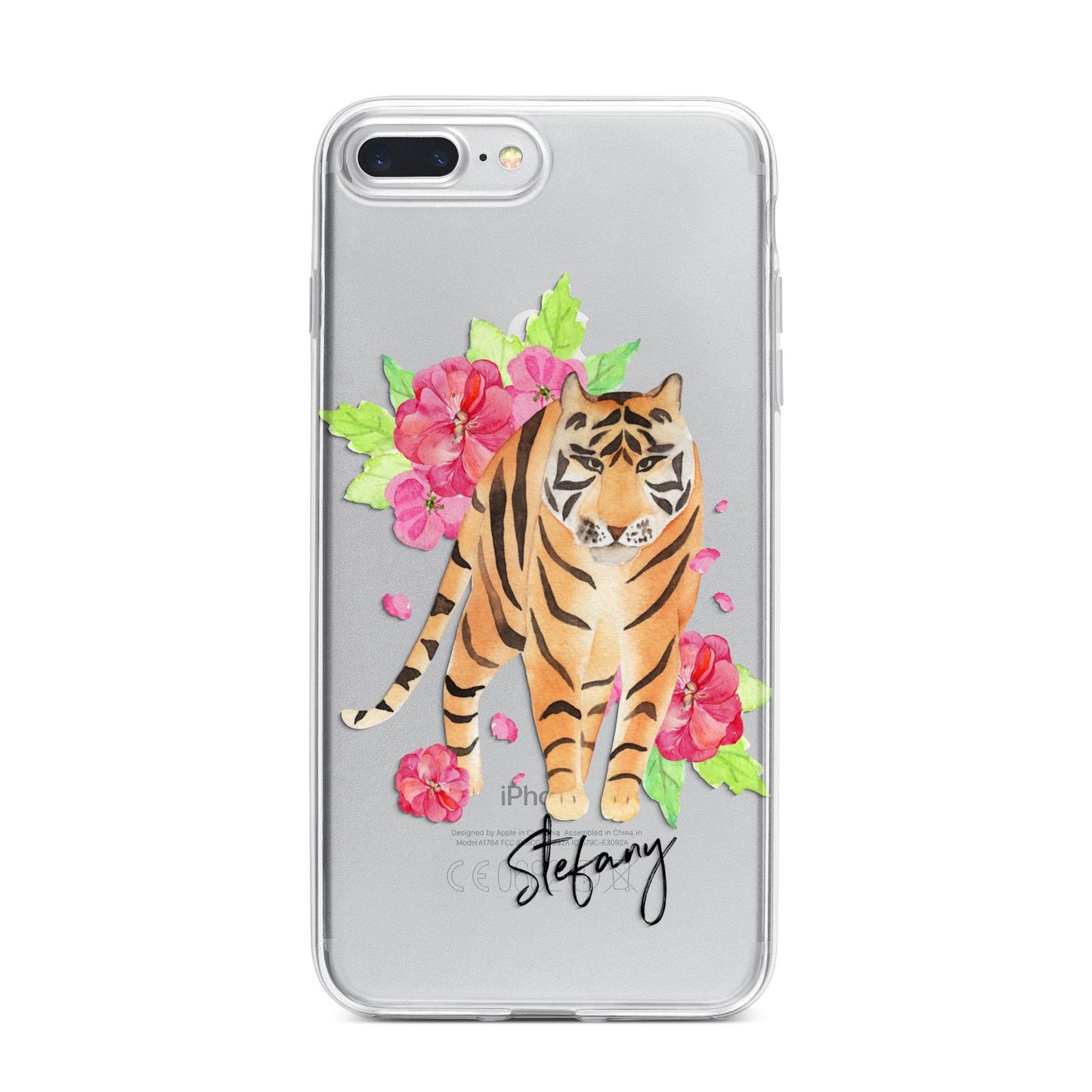 Personalised Tiger iPhone 7 Plus Bumper Case on Silver iPhone