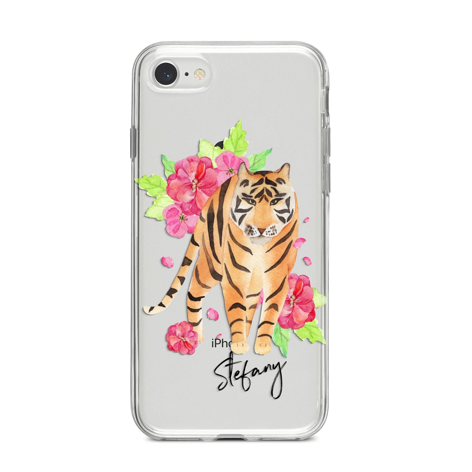 Personalised Tiger iPhone 8 Bumper Case on Silver iPhone