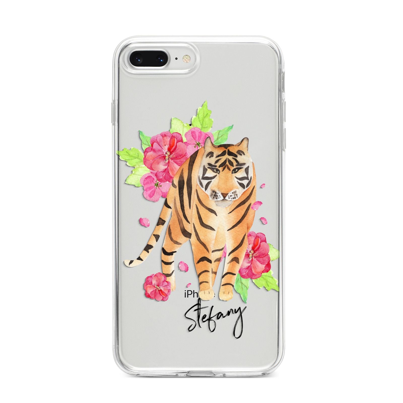 Personalised Tiger iPhone 8 Plus Bumper Case on Silver iPhone