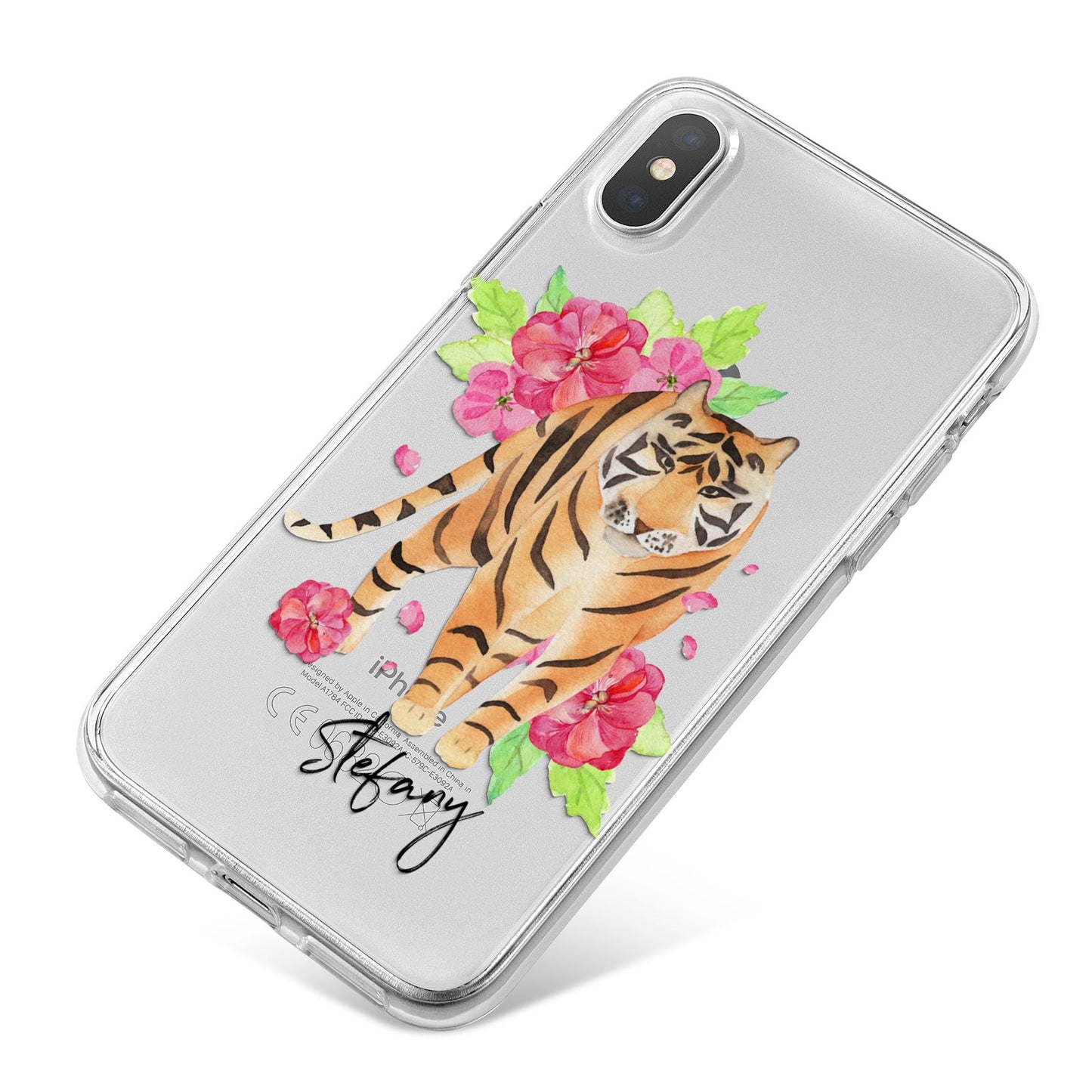 Personalised Tiger iPhone X Bumper Case on Silver iPhone