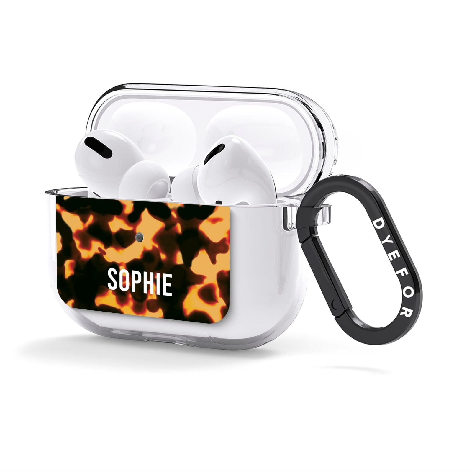 Personalised Tortoise Shell Pattern AirPods Clear Case 3rd Gen Side Image