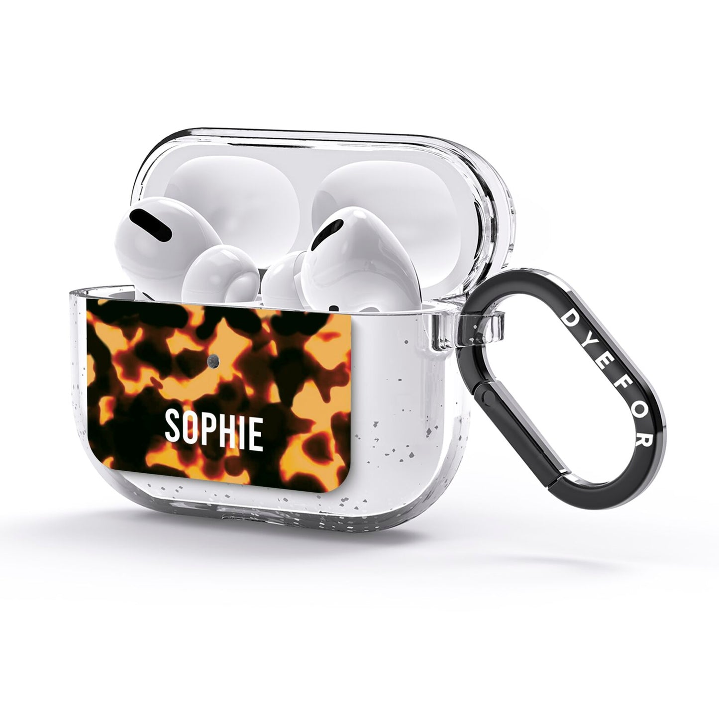 Personalised Tortoise Shell Pattern AirPods Glitter Case 3rd Gen Side Image