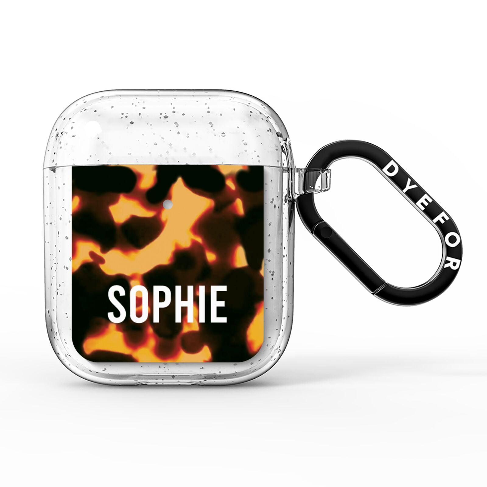 Personalised Tortoise Shell Pattern AirPods Glitter Case