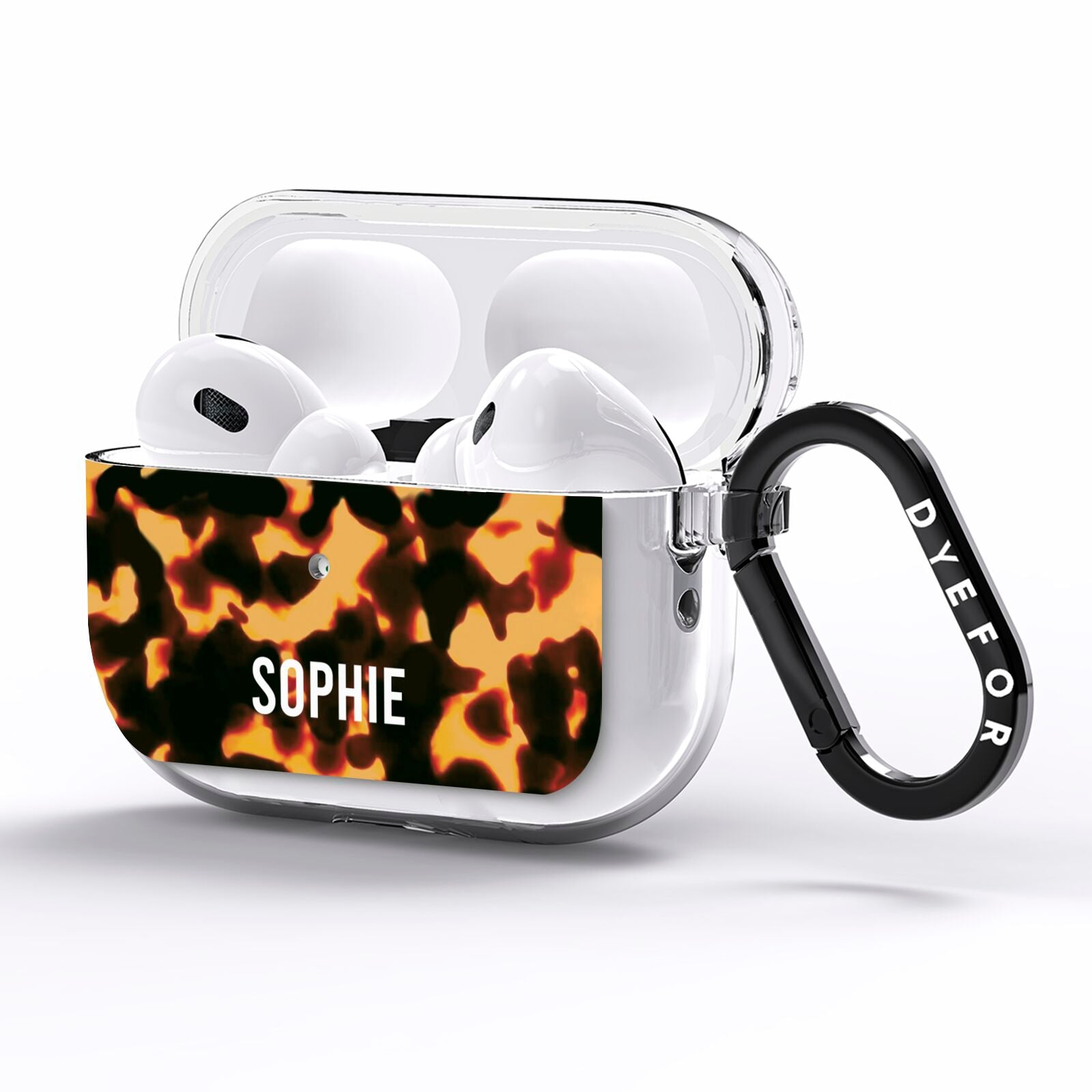 Personalised Tortoise Shell Pattern AirPods Pro Clear Case Side Image