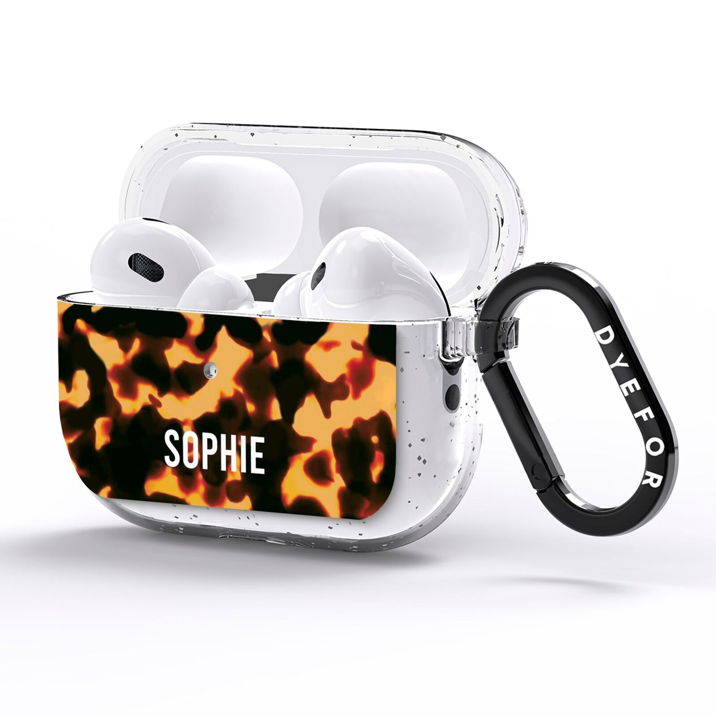 Personalised Tortoise Shell Pattern AirPods Pro Glitter Case Side Image