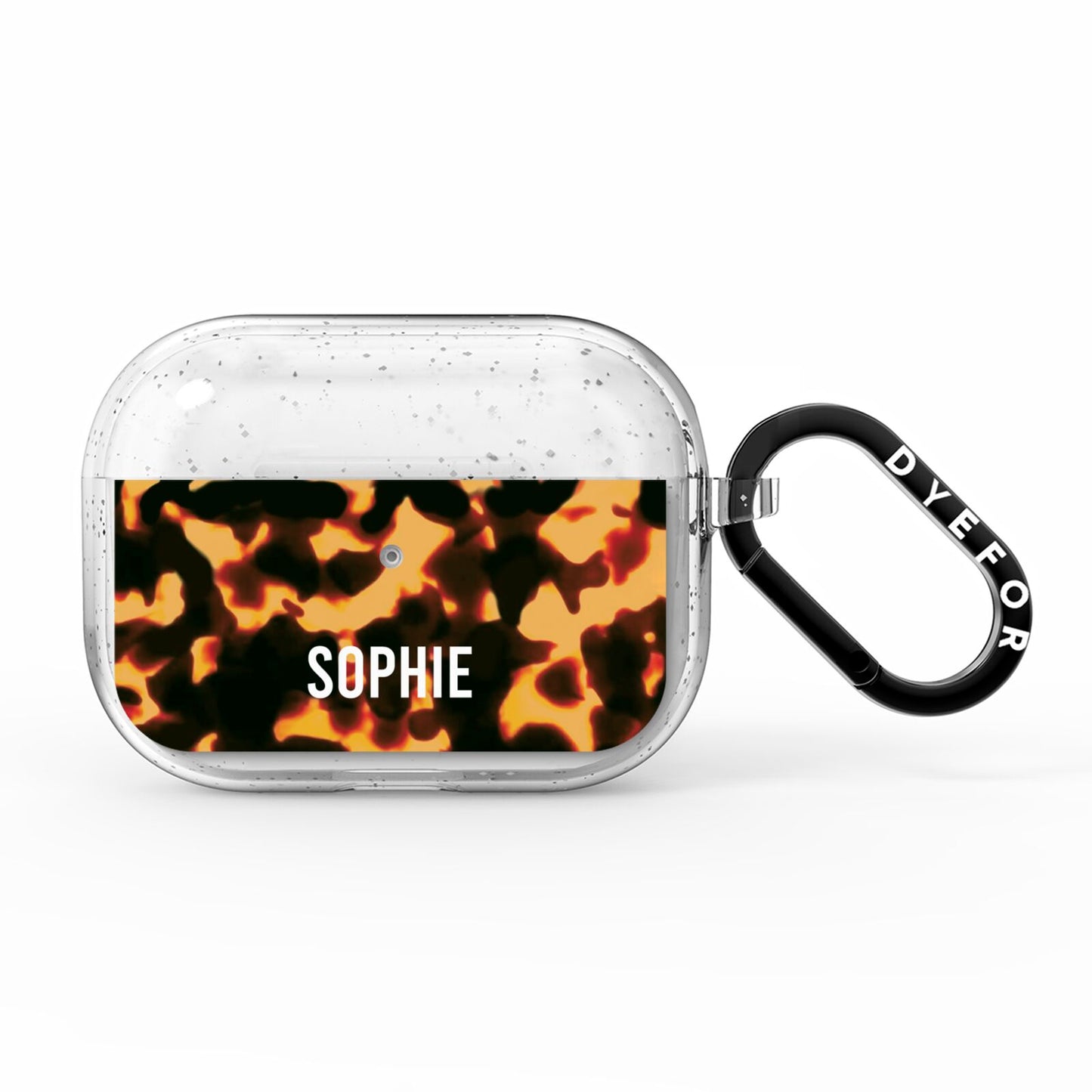 Personalised Tortoise Shell Pattern AirPods Pro Glitter Case